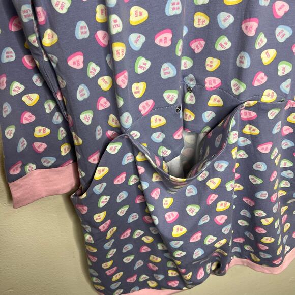 Pajamagram One Piece Shorts Romper 2X Womens Drop Seat Heart Print Sleep Lounge - Picture 6 of 7